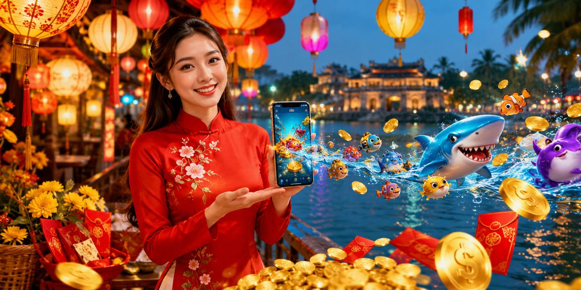 Người phụ nữ áo dài Huế tham gia trò chơi bắn cá trực tuyến trên thiết bị di động buổi chiều
